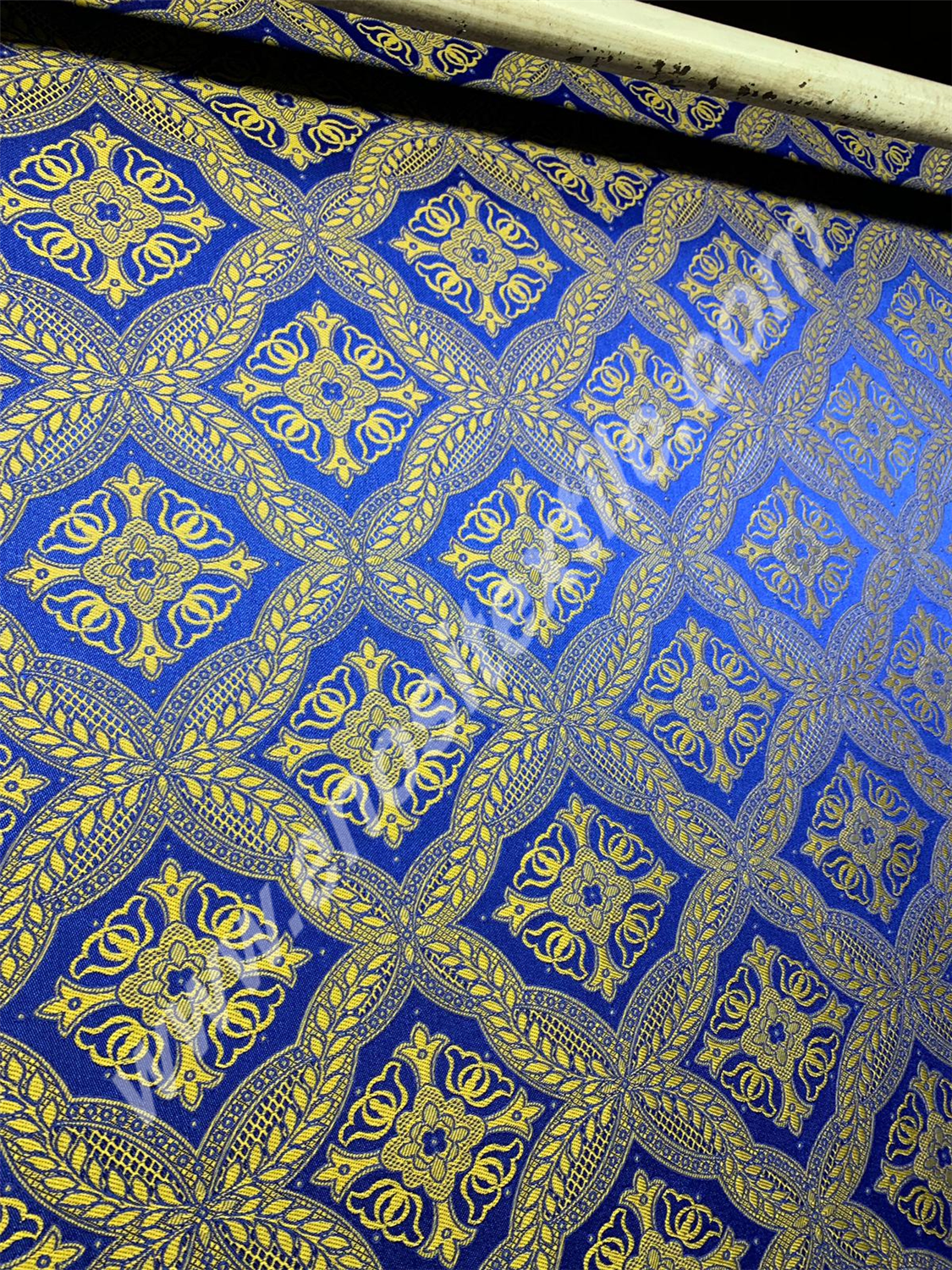 KL-052 Dark Blue-Gold Brocade Fabrics